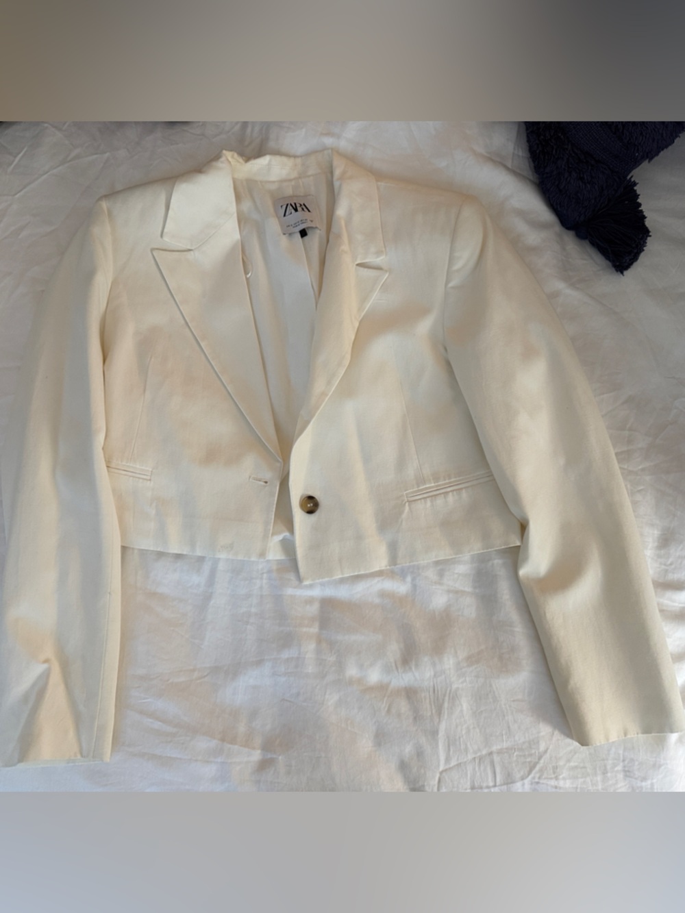 Zara Ivory Single-Button Tailored Blazer